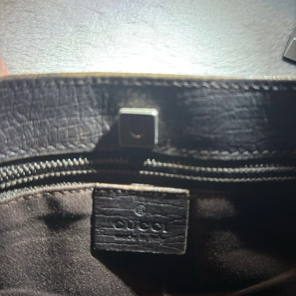 Gucci Monogram Canvas Tote with Dark Brown Leather Handles